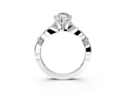 Solitaire Engagement Ring Setting for Marquise Center with Carved Leaf Shoulders and Prong Head in Sterling Silver