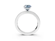 Solitaire Engagement Ring Setting for Fancy Blue Oval Center with Channel Baguette Band and Prong Head in Sterling Silver