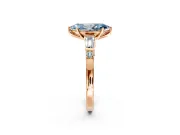 Bar-Set Engagement Ring Setting for Fancy Blue Marquise Center with Tapered Baguette Accents and Prong Head in Rose Gold