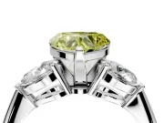 3 Stone Engagement Ring Setting for Fancy Yellow Heart-Shaped Center with Large Pear-Shaped Accents and Prong Head in White Gold