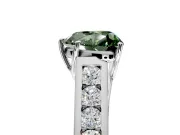 Solitaire Engagement Ring Setting for Fancy Green Heart-Shaped Center with Cathedral Channel Band and Prong Head in White Gold