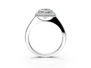 Halo Engagement Ring Setting for Princess Cut Center with Plain Tapered Band and Prong Head in Sterling Silver