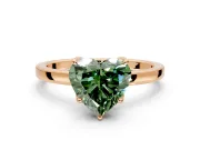 Solitaire Engagement Ring Setting for Fancy Green Heart-Shaped Center with Thin Rounded Plain Band and Prong Head in Rose Gold