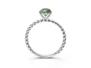 Solitaire Engagement Ring Setting for Fancy Green Pear-Shaped Center with Plain Twisted Rope Band and Prong Head in White Gold