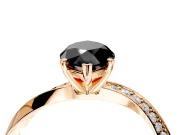 Side Accent Engagement Ring Setting for Fancy Black Marquise Center with Accent Shoulders and Prong Head in Rose Gold