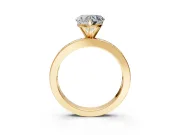 Solitaire Engagement Ring Setting for Heart-Shaped Center with Channel Baguette Band and Prong Head in Yellow Gold