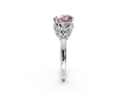 Leaf Cluster Engagement Ring Setting for Fancy Pink Heart-Shaped Center with Marquise Accents and Prong Head in Sterling Silver