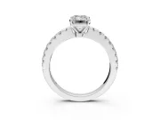 Solitaire Engagement Ring Setting for Emerald Cut Center with Single Row Accent Band and Prong Head in Sterling Silver