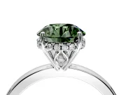 Solitaire Engagement Ring Setting for Fancy Green Round Cut Center with Fine Wire Band and Prong Head in Platinum