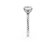Solitaire Engagement Ring Setting for Asscher Cut Center with Plain Twisted Rope Band and Prong Head in White Gold