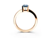 Solitaire Engagement Ring Setting for Fancy Blue Emerald Cut Center with Plain Band and Flat Tab Prong Head in Rose Gold