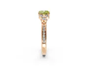 Cluster Engagement Ring Setting for Fancy Yellow Cushion Cut Center with Bezel Accent Clusters and Prong Head in Rose Gold