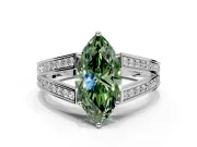 Split Shank Engagement Ring Setting for Fancy Green Marquise Center with Pave Split Shank and Prong Head in Sterling Silver