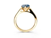 Solitaire Engagement Ring Setting for Fancy Blue Heart-Shaped Center with Channel Accents and Prong Head in Yellow Gold