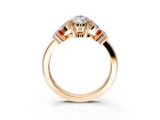 Floral Engagement Ring Setting for Pear-Shaped Center with Marquise Cluster Shoulders and Prong Head in Rose Gold