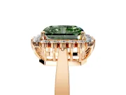 Starburst Halo Engagement Ring Setting for Fancy Green Radiant Cut Center with Flat Cathedral Band and Prong Head in Rose Gold