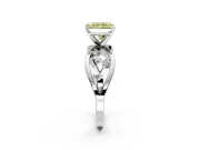 Solitaire Engagement Ring Setting for Fancy Yellow Radiant Cut Center with Criss-Cross Accent Band and Prong Head in White Gold