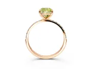 Solitaire Engagement Ring Setting for Fancy Yellow Cushion Cut Center with Pave Accents and Prong Head in Rose Gold