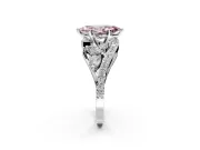 Halo Engagement Ring Setting for Fancy Pink Marquise Center with Marquise and Pave Bypass Band and Prong Head in Platinum