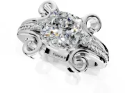 Solitaire Engagement Ring Setting for Cushion Cut Center with Twisted Band and Scroll Prong Head in Sterling Silver