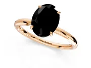 Hidden Halo Engagement Ring Setting for Fancy Black Oval Center with Thin Rounded Band and Prong Head in Rose Gold