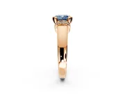 Solitaire Engagement Ring Setting for Fancy Blue Cushion Cut Center with Wide Band, Pave Collar and Prong Head in Rose Gold