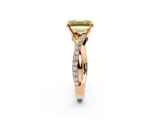 Solitaire Engagement Ring Setting for Fancy Yellow Emerald Cut Center with Half-Pave Crossover Band and Prong Head in Rose Gold
