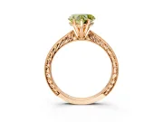 Solitaire Engagement Ring Setting for Fancy Yellow Heart-Shaped Center with Engraved Milgrain Band and Prong Head in Rose Gold