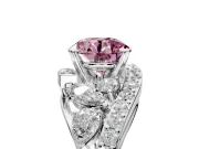 Halo Engagement Ring Setting for Fancy Pink Round Cut Center with Marquise and Pave Bypass Band and Prong Head in Sterling Silver