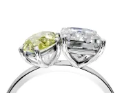 Fancy Yellow Marquise and Emerald Cut Lab-Grown Diamond Toi et Moi Engagement Ring with Prong-Set Stones in Platinum