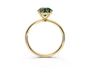 Solitaire Engagement Ring Setting for Fancy Green Round Cut Center with Straight Thin Band and Prong Head in Yellow Gold