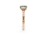 Solitaire Engagement Ring Setting for Fancy Green Radiant Cut Center with Bamboo Band and Prong Head in Rose Gold