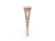 Solitaire Engagement Ring Setting for Fancy Pink Princess Cut Center with Pave Split Shank and Prong Head in Rose Gold
