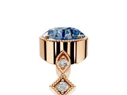 Milgrain Bezel Engagement Ring Setting for Fancy Blue Round Cut Center with Marquise Stations and Bezel Head in Rose Gold
