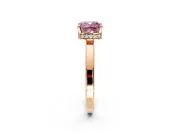 Hidden Halo Engagement Ring Setting for Fancy Pink Cushion Cut Center with Wide Flat Plain Band and Prong Head in Rose Gold