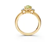3 Stone Engagement Ring Setting for Fancy Yellow Pear-Shaped Center with Wide Plain Band and Prong Head in Yellow Gold