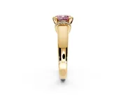 Solitaire Engagement Ring Setting for Fancy Pink Cushion Cut Center with Wide Band, Pave Collar and Prong Head in Yellow Gold