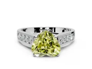 Solitaire Engagement Ring Setting for Fancy Yellow Heart-Shaped Center with Cathedral Channel Band and Prong Head in White Gold
