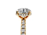Solitaire Engagement Ring Setting for Round Cut Center with Band of Accents and Prong Head in Yellow Gold
