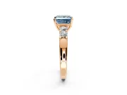 5 Stone Engagement Ring Setting for Fancy Blue Princess Cut Center with Plain Band and Prong Head in Rose Gold