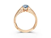 Split Shank Engagement Ring Setting for Fancy Blue Pear-Shaped Center with Pave Split Shank and Prong Head in Rose Gold
