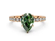 Solitaire Engagement Ring Setting for Fancy Green Pear-Shaped Center with Large Accents and Prong Head in Rose Gold