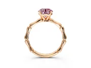 Solitaire Engagement Ring Setting for Fancy Pink Round Cut Center with Bamboo Band and Prong Head in Rose Gold