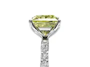 Solitaire Engagement Ring Setting for Fancy Yellow Princess Cut Center with Fine Pave Accents and Prong Head in Platinum