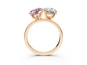 Fancy Pink Round Cut and Emerald Cut Lab-Grown Diamond Toi et Moi Engagement Ring with Prong-Set Stones in Rose Gold