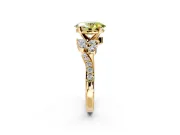 Solitaire Engagement Ring Setting for Fancy Yellow Oval Center with Marquise Accent Twist Band and Prong Head in Yellow Gold