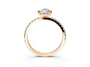 Solitaire Engagement Ring Setting for Pear-Shaped Center with Pave Band and Claw Prong Head in Rose Gold