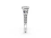 Channel-Set Engagement Ring Setting for Radiant Cut Center with Baguette Band and Prong Head in White Gold