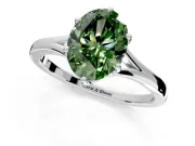 Solitaire Engagement Ring Setting for Fancy Green Oval Center with Plain Split Shank and Prong Head in Platinum