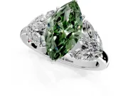 Leaf Cluster Engagement Ring Setting for Fancy Green Marquise Center with Marquise Accents and Prong Head in Sterling Silver